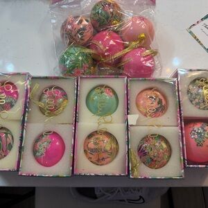 Lilly Pulitzer Vibrant Ornament Collection - Pink, Green, Gold